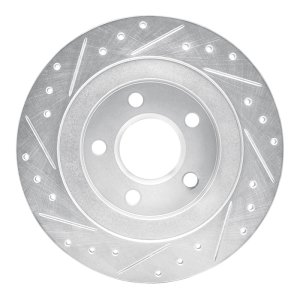 Buick Park Avenue Brake Rotor (1) - Rear Right - R1 Concepts - Drilled & Slotted - Silver - `98-`05